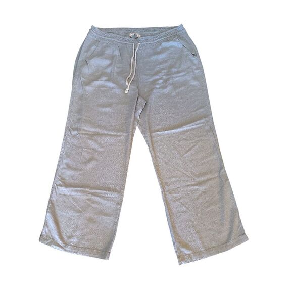 Angel Kiss Light Grey Pull On Wide Leg Linen Blend Palazzo Pants Size XL - Picture 2 of 15